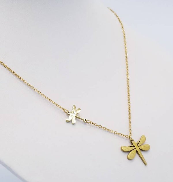 CHAÎNE PENDENTIF LIBELLULES OR