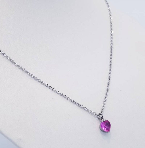 CHAÎNE PENDENTIF COEUR ROSE