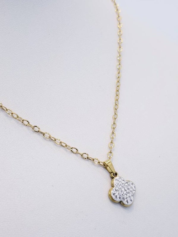 CHAÎNE PENDENTIF TRÈFLE BLING