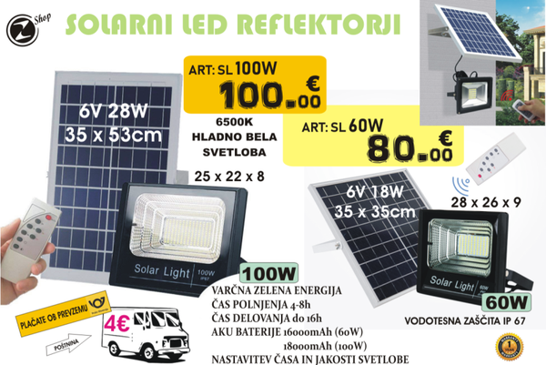 SOLARNI LED REFLEKTORJI 60W &100W