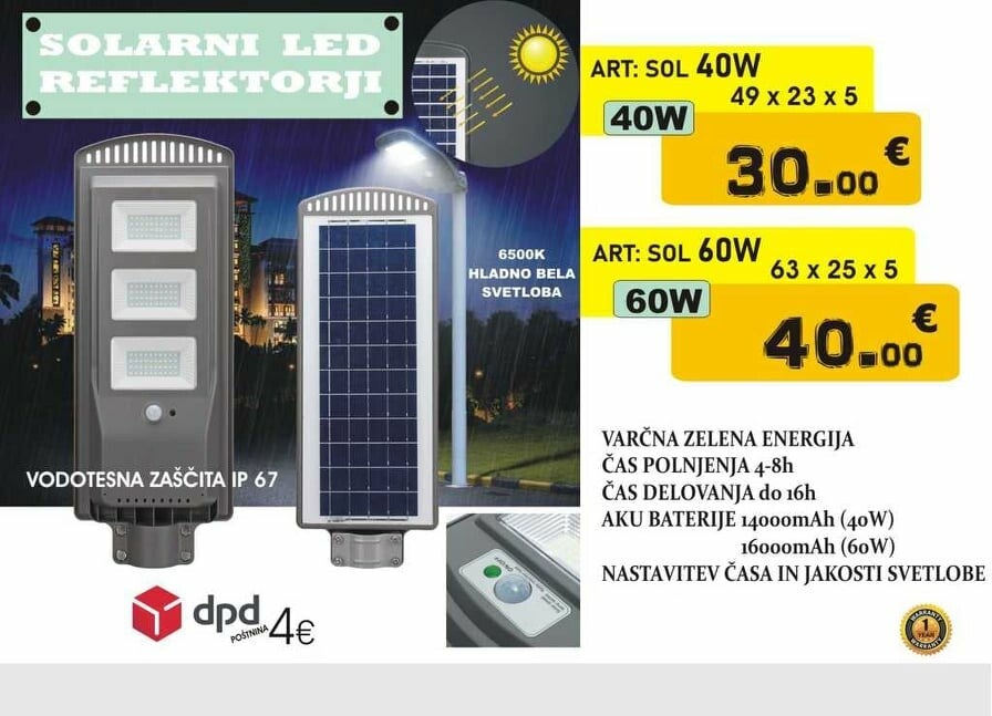 SOLARNI LED REFLEKTORJI 40W & 60W