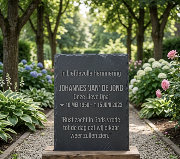 Leisteen herdenksteen.