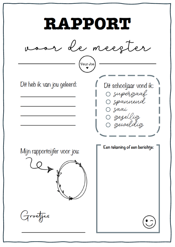 Rapport meester - gratis printable