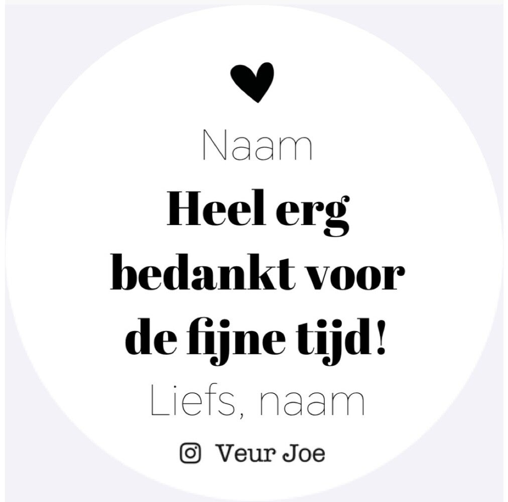 Gepersonaliseerde sticker - bedankt voor de fijne tijd