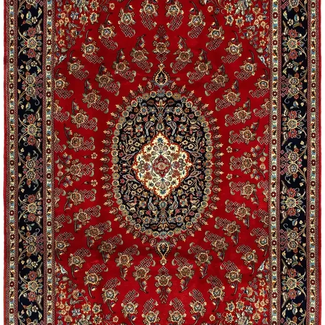 Authentic Silk Qum Rug - Full View