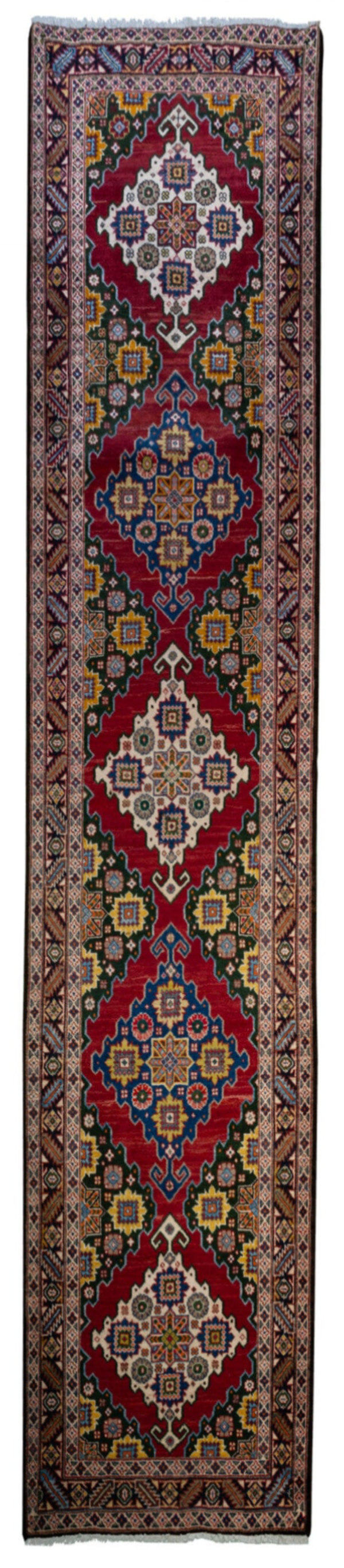 Khalkhal Runner (375 x 90 cm) (380 x 88 cm) - Large Hand-Made Persian Runner (12.3 x 2.9 ft) (12.4 x 2.8 ft)