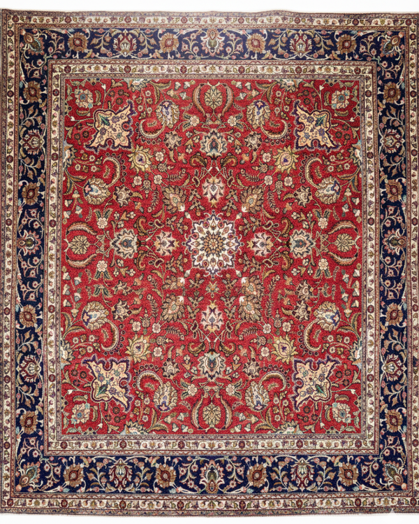 Tabriz (313 x 295 cm) - Square Shaped Red Handwoven Persian Rug - Luxury