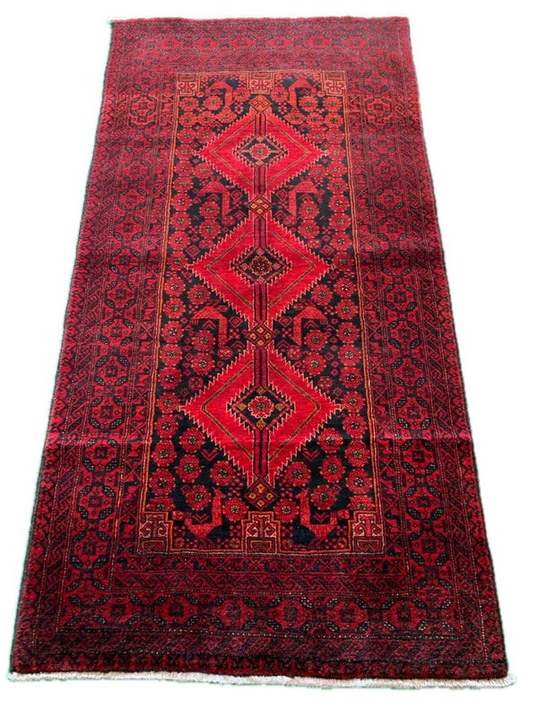 Baluch (182 x 96 cm) (183 x 94 cm) - Small Red Area Persian Rug (5.9 x 3.1 ft) (6 x 3 ft)