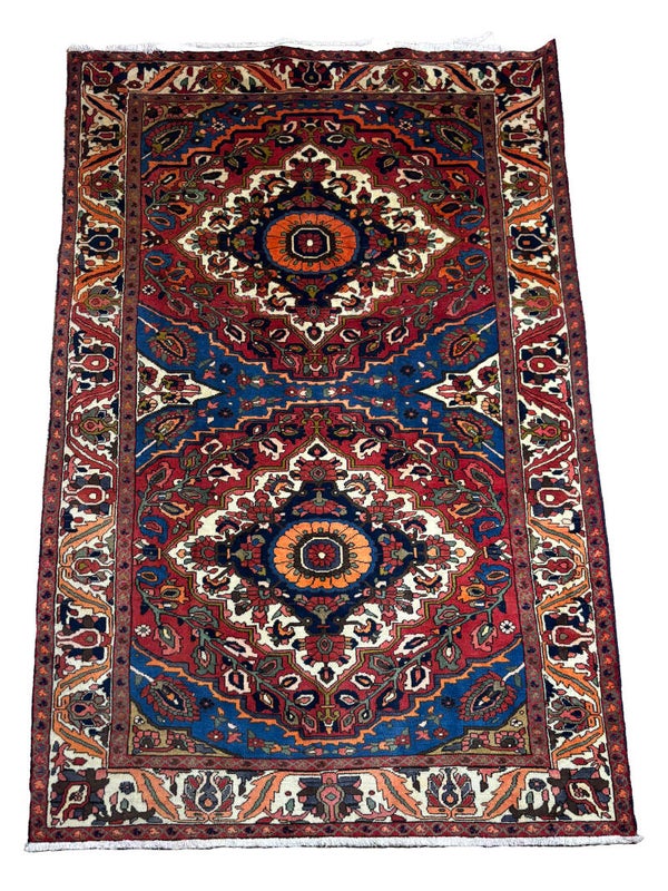 Bakhtiar (307 x 170 cm) & (340 x 167 cm) - Twin Multicolour Rectangular Handwoven Persian Rugs (10 x 5.6 ft) (11.2 x 5.5 ft)