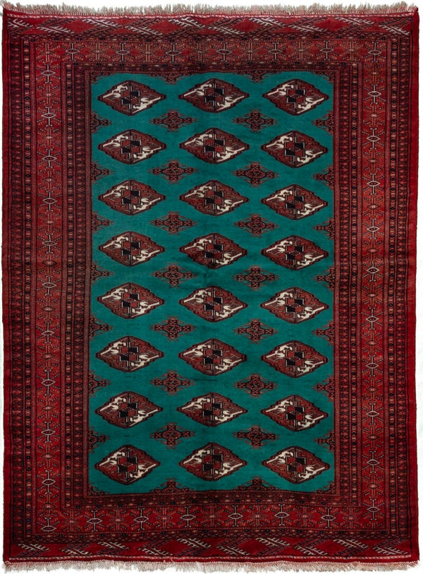 Turkmen (185 x 135 cm) - Light Green Persian Hand-Woven Rug (6 x 4.4 ft)
