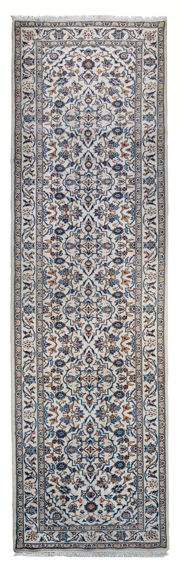 Kashan Runner (415 x 103 cm) - Beige With Blue Tones (13.6 x 3.3 ft)