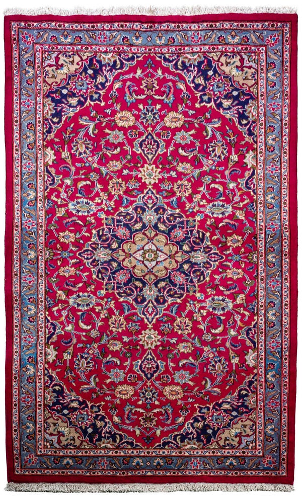 Kashmar (217 x 118 cm) - Bright Red Medallion Persian (7.1 x 3.8 ft)