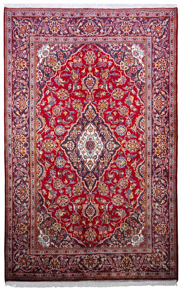 Kashan (220 x 140 cm) - Red Vintage Persian Rug (7.2 x 4.5 ft)