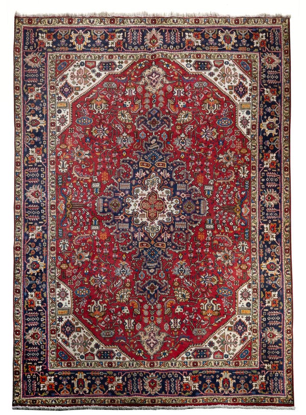 Tabriz (290 x 197 cm) (295 x 200 cm) - Dark Rich Red Persian Carpet (9.5 x 6.4 ft) (9.6 x 6.5 ft)