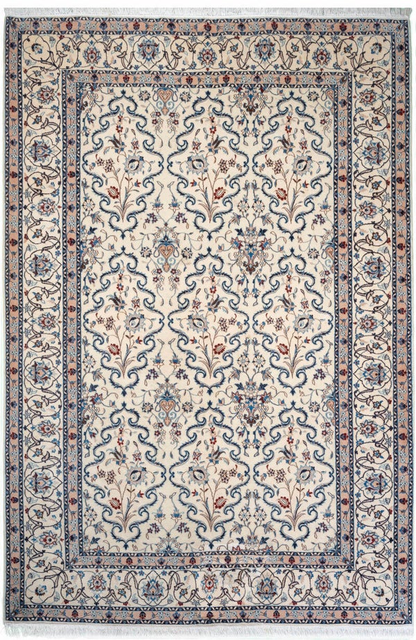 Nain (237 x 155 cm) - Beige Handmade Persian Rug (7.7 ft x 4.9 ft)