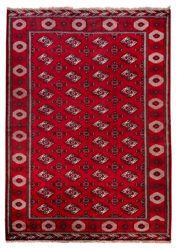 Persian Turkmen (290 x 215 cm) - Simple Red Handwoven Carpet (9.5 x 7 ft)