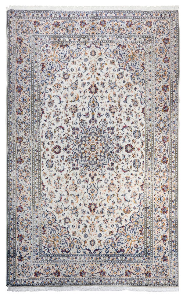 Kashan (300 x 200 cm) - Beige Medallion Carpet 9.8 x 6.5 ft