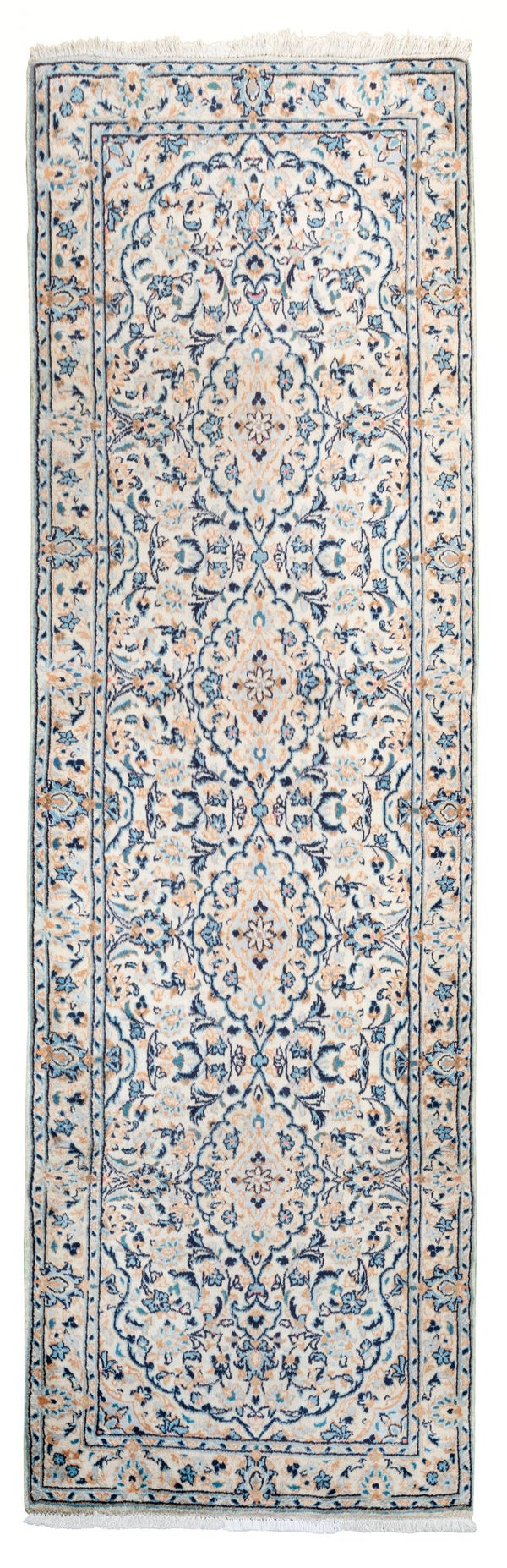Kashan Runner (300 x 98 cm) - Beige Handmade Persian Runner (9.8 x 3.2 ft)