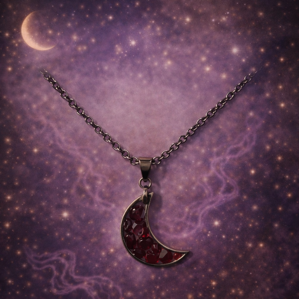 Pendentif Lunarya en Grenat rouge