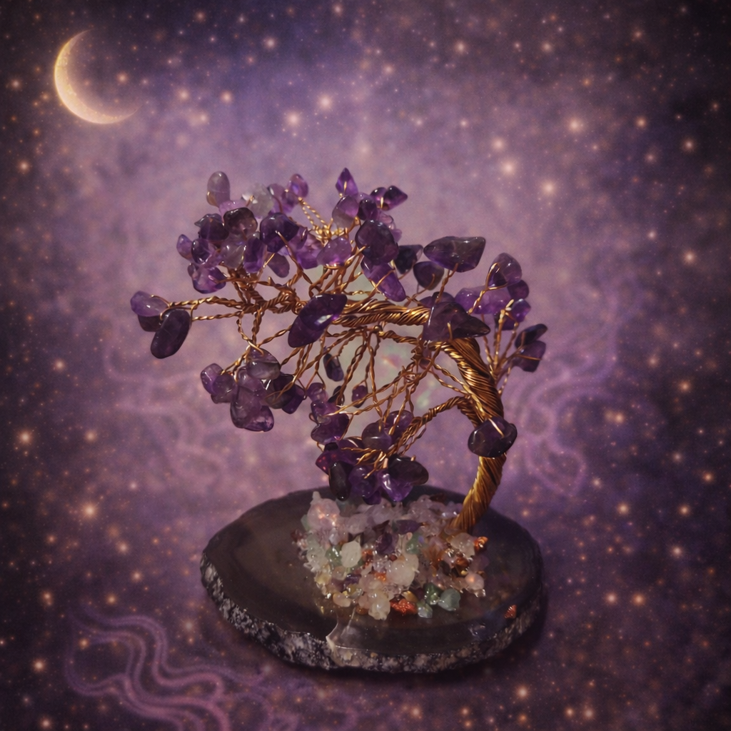 Arbre du Bonheur en Améthyste ( Base agate)
