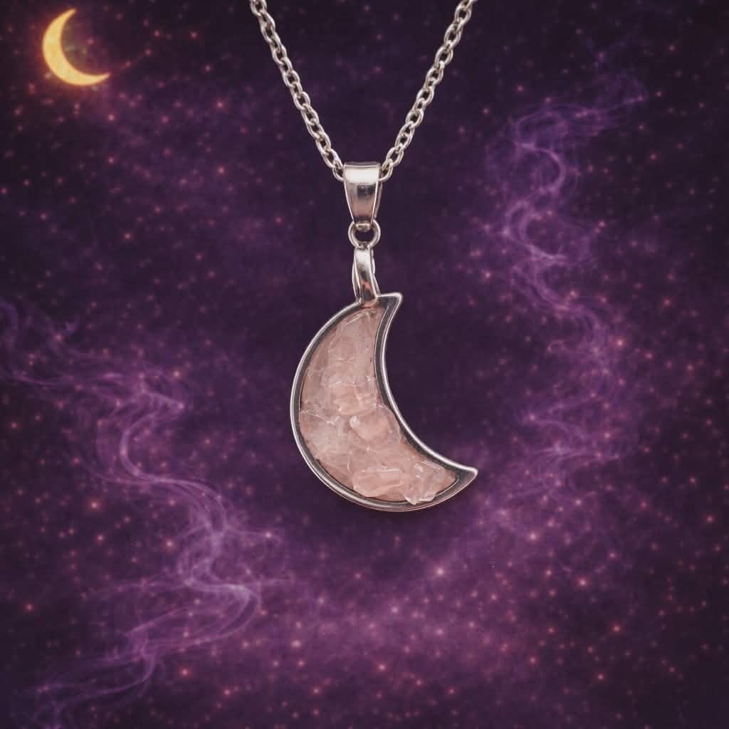 Pendentif Lunarya en Quartz Rose