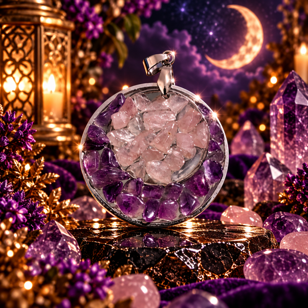 Pendentifs Nyxoria Améthyste + Quartz rose