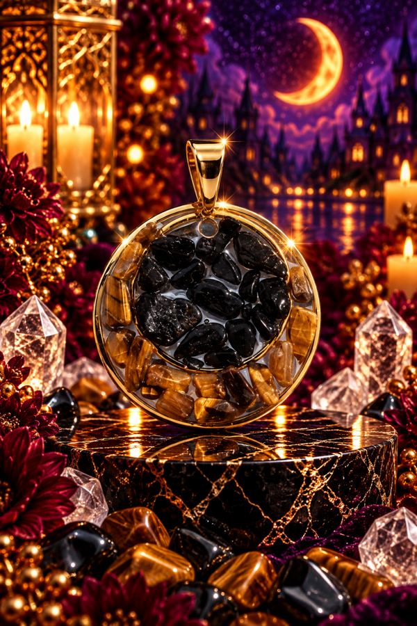 Pendentifs Nyxoria Oeil de Tigre et Tourmaline