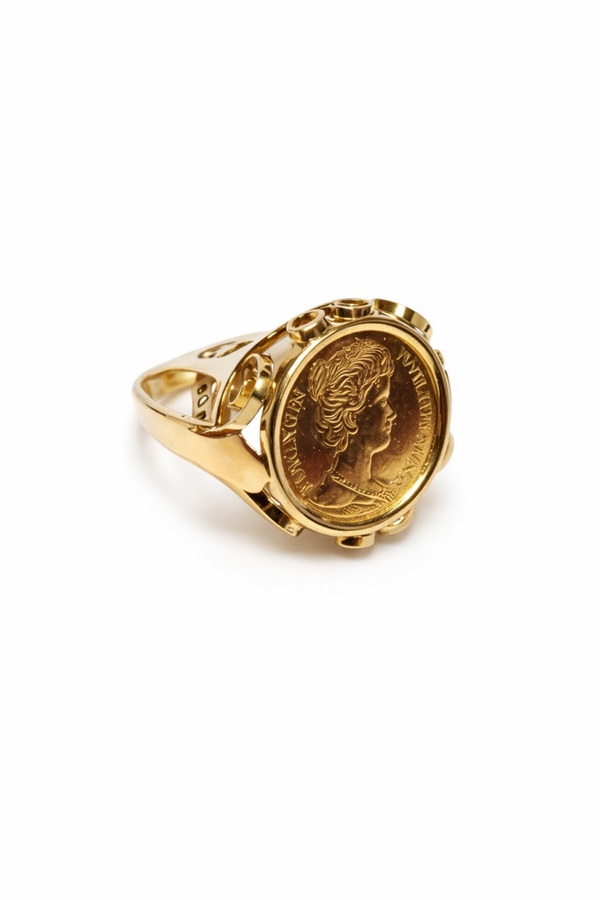 14 karaat geelgouden damesring met originele 5 gulden munt Art.KJ-17