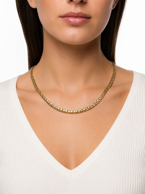14 Karaat Geelgouden Gewalste Gourmetketting – Tijdloze Klasse Art. KJ-871