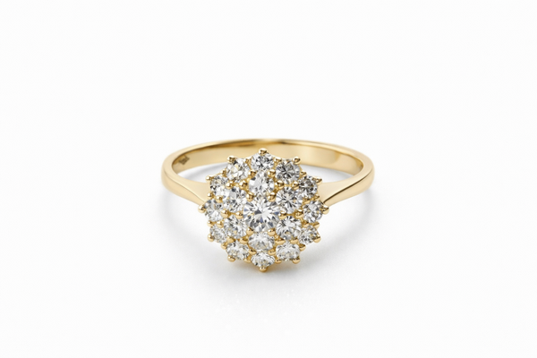 14 karaat geelgouden rozetring met diamant Art.KJ-85