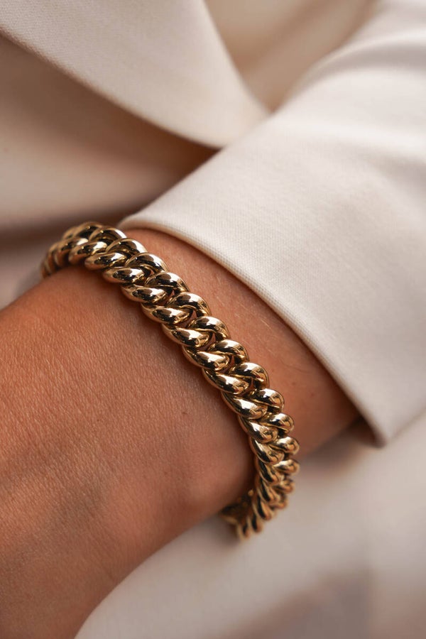14 karaat gouden gourmet schakel armband – robuuste eyecatcher