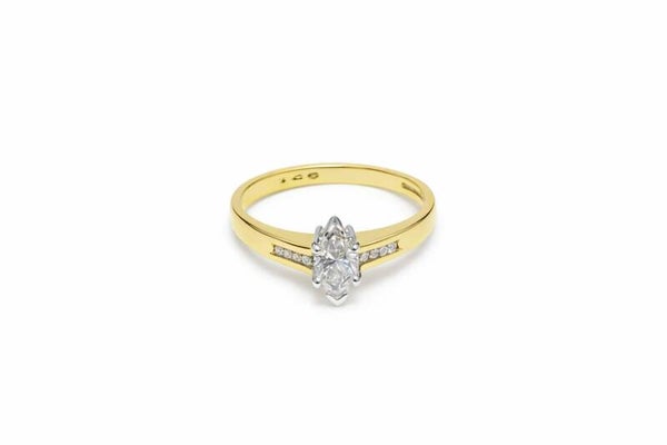 18 karaat gouden ring met marquise diamant en briljanten Art.EII-012