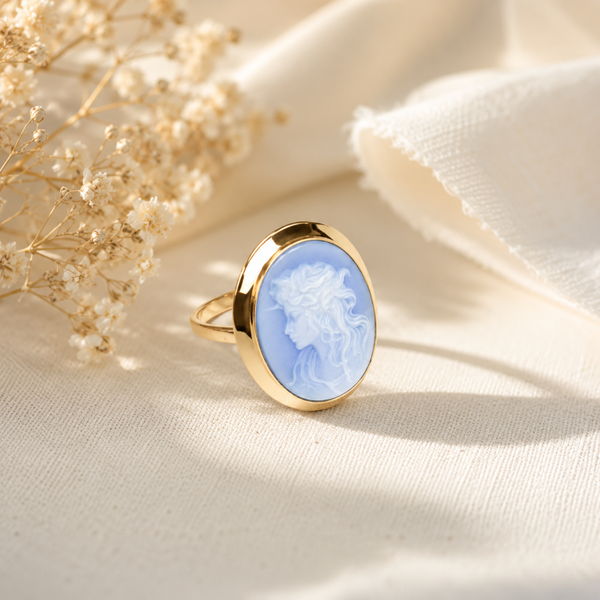 Handgemaakte vintage camee ring – 18 karaat goud Art.KJ-883