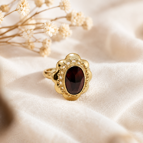 14 Karaat Gouden Hollandse ring met granaat Art.KJ-855