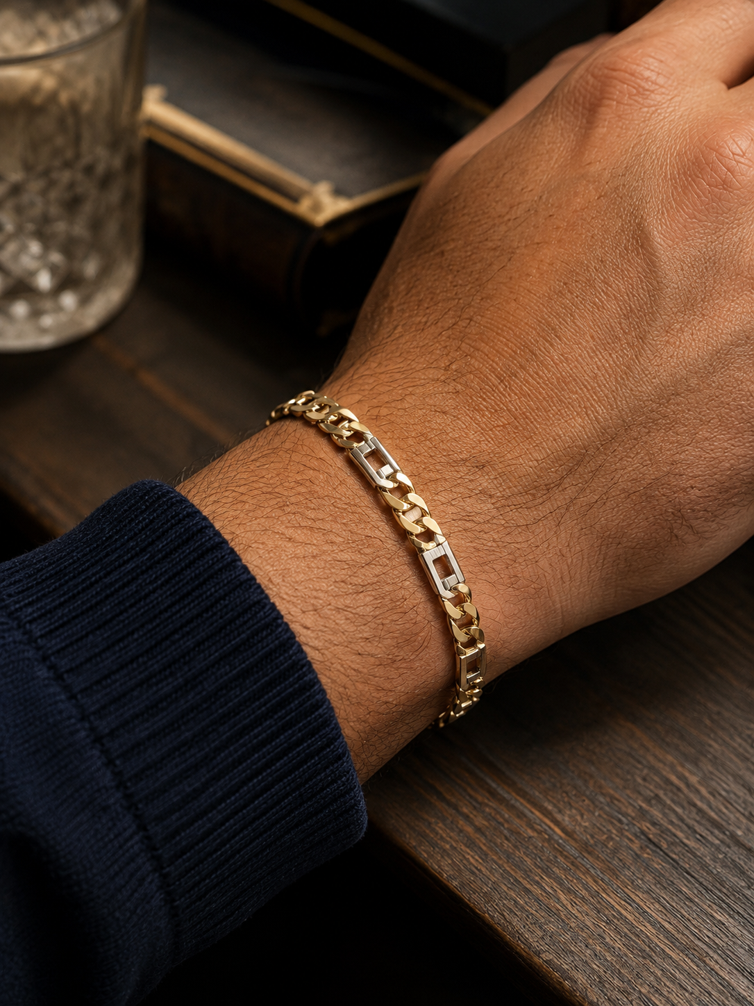 14 karaat bicolor gouden armband – fantasie schakel Art.KJ-768