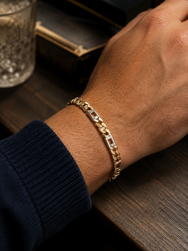14 karaat bicolor gouden armband – fantasie schakel Art.KJ-768