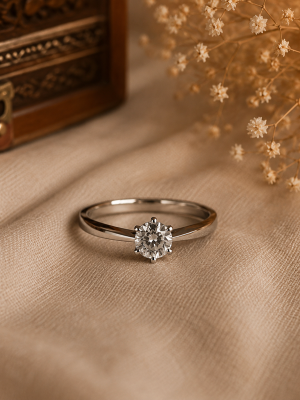 14 karaat witgouden solitair ring met 0,40 caraat diamant Art.VDV-11