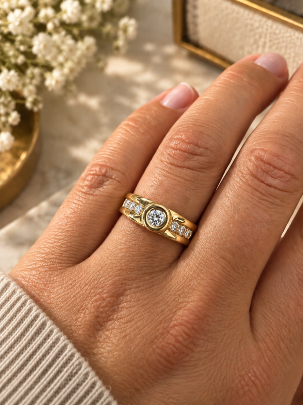 Elegante en luxueuze 14 karaat gouden ring Art.KJ-938