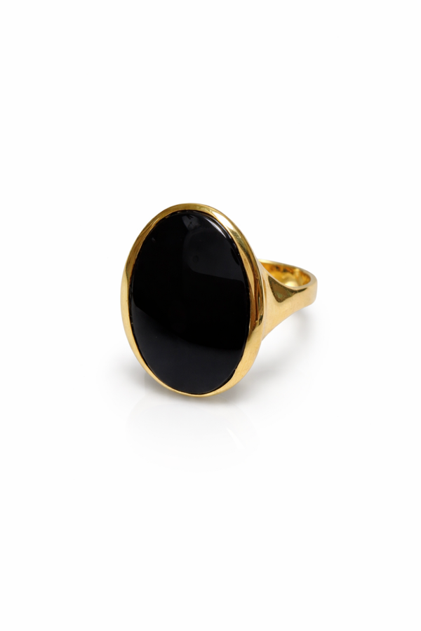9 karaat geelgouden onyx ring Art.KJ-599