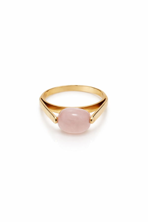 9 karaat geelgouden ring met Rozenkwarts Art.KJ-608