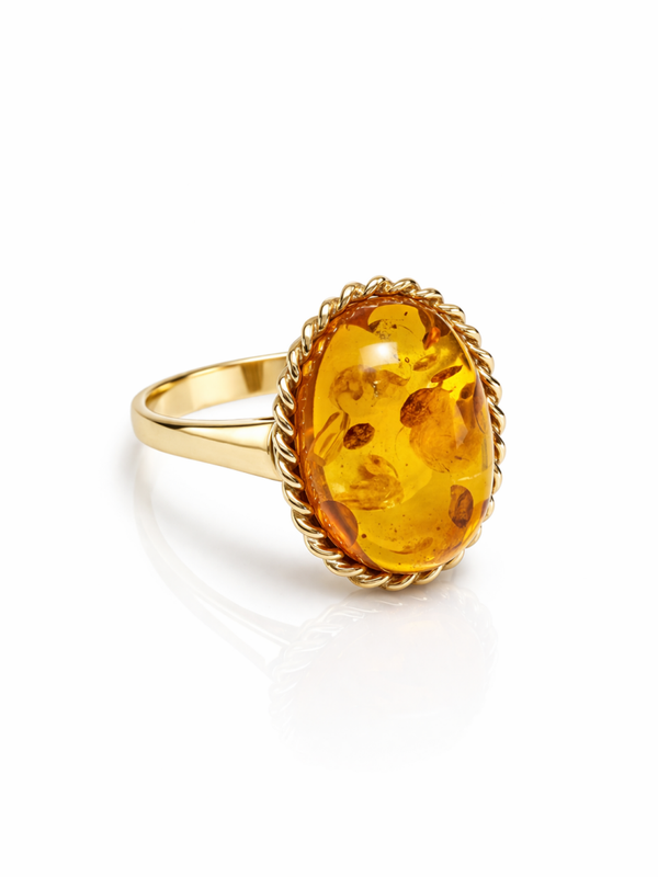 9 karaat gouden damesring met barnsteen Art.KJ-614