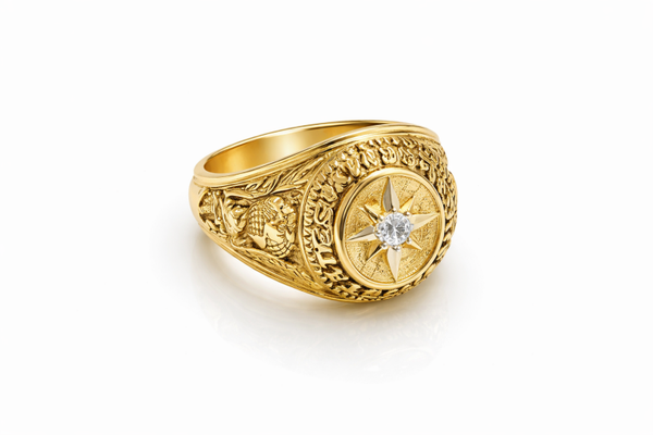 Amerikaanse Mariniers ring in 10 karaat geelgoud Art.KJ-98