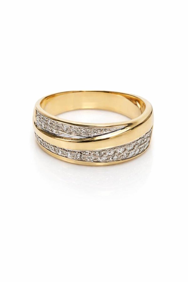 Brede gouden damesring met briljant geslepen diamanten Art.KJ-51