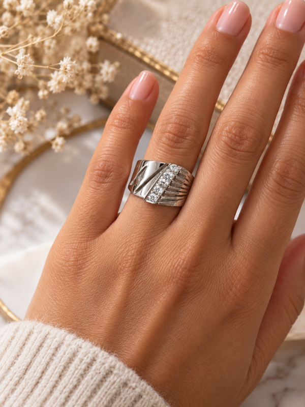 Handgemaakte 14 Karaat Witgouden Ring met 0,45 ct Diamant art.KJ-961