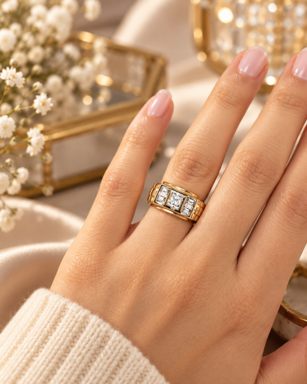 9 karaat gouden ring met diamant art.KJ-204