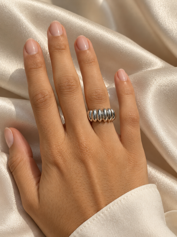 Rosa di Luca zilveren ring met bol ribbelmotief – ringmaat 54  Art. 62910454