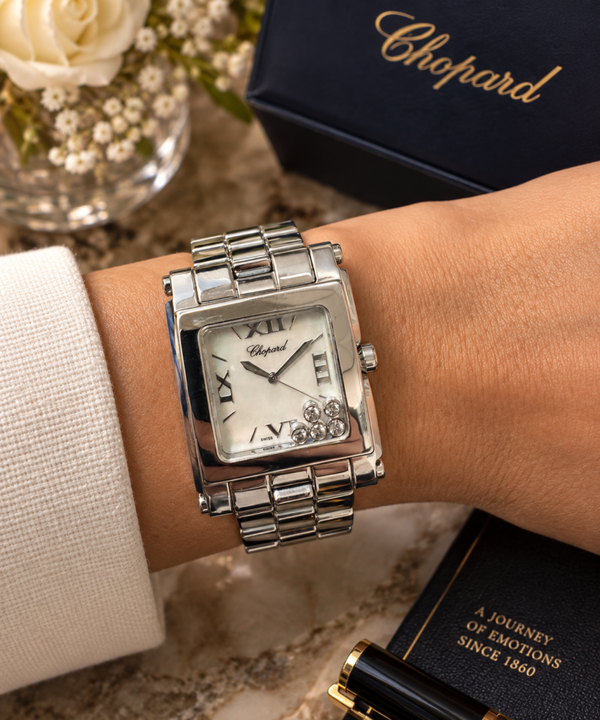 Chopard Happy Sport Square XL – 5 Floating Diamonds – Ref. 28/8447