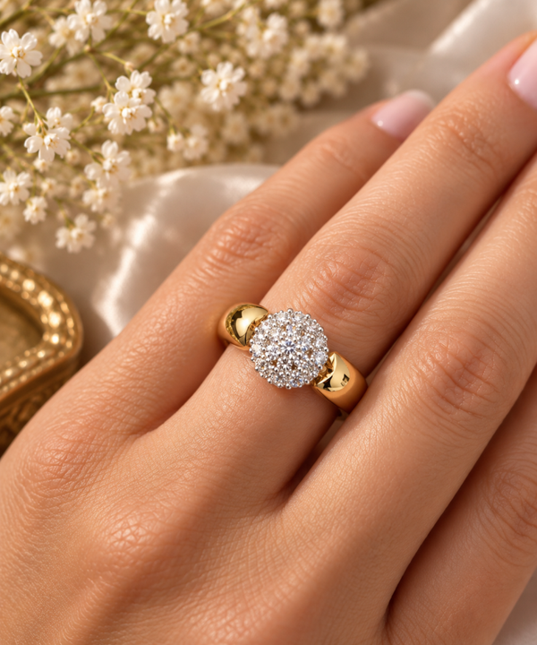 14 karaat gouden rozetring met 0,50 ct natuurlijke diamant Art.KJ-934