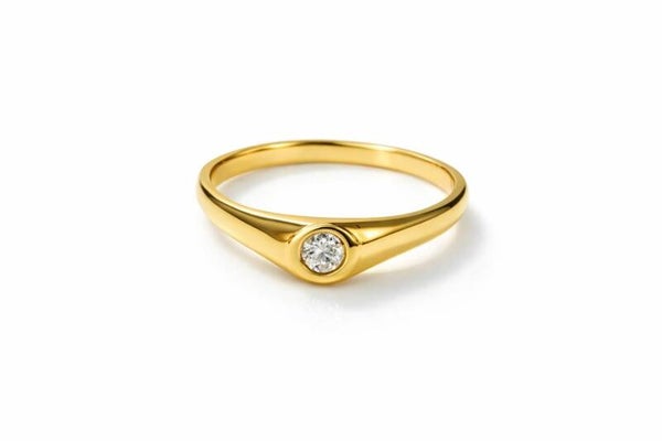 Engelse ring 14 karaat geelgoud met briljant 0,19 ct Art.KJ-59