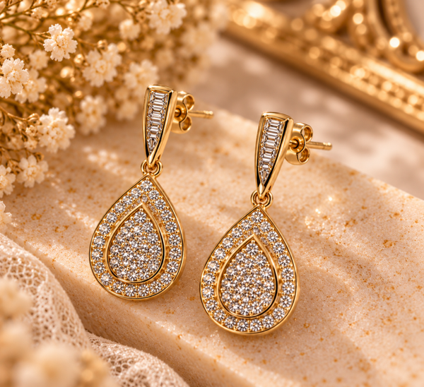 9 Karaat Gouden Oorhangers met Diamant – 20 mm art. KJ-835